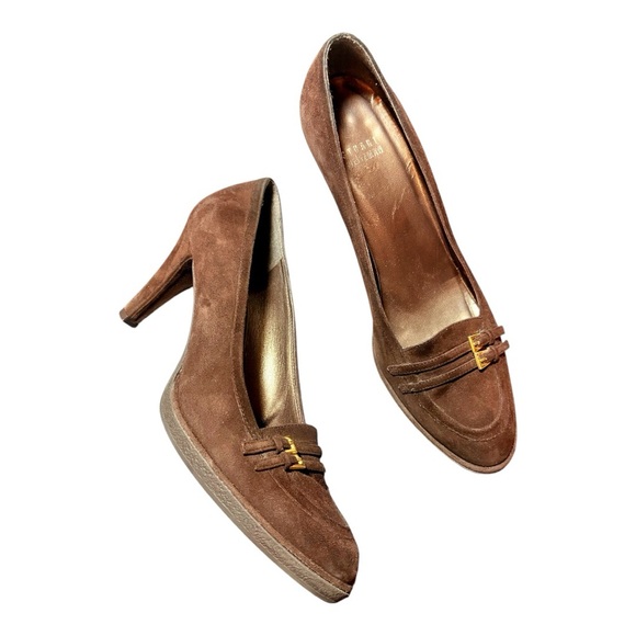 Stuart Weitzman Shoes - STUART WEITZMAN Cola Suede Leather Heel Pumps